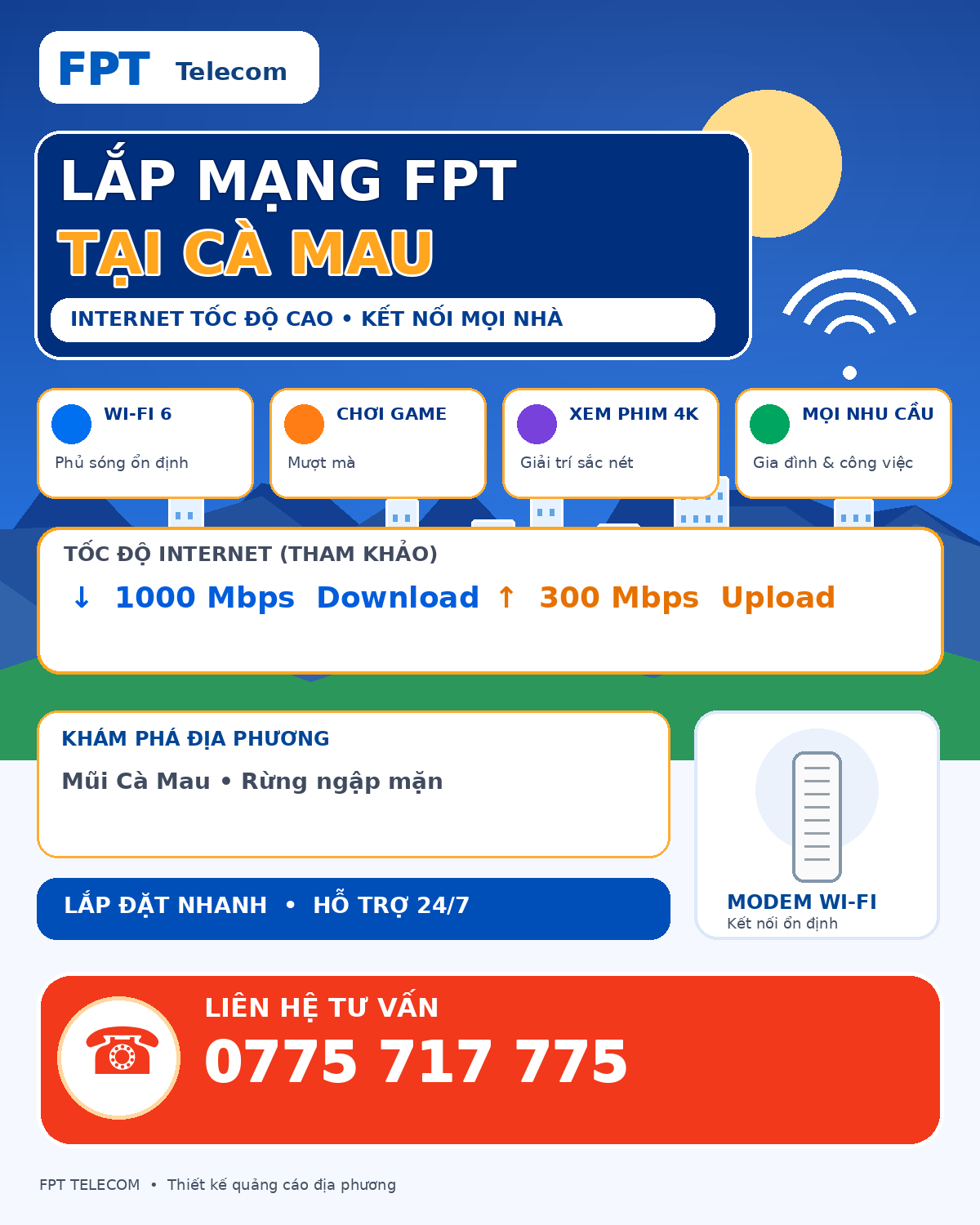 Lắp mạng FPT Cà Mau – tư vấn Internet cáp quang
