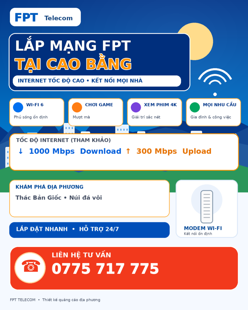 Lắp mạng FPT Cao Bằng – tư vấn Internet và WiFi