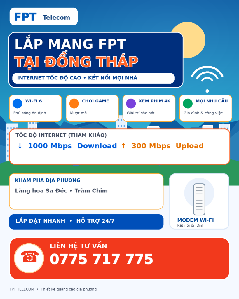 Lắp mạng FPT Đồng Tháp – tư vấn Internet và WiFi