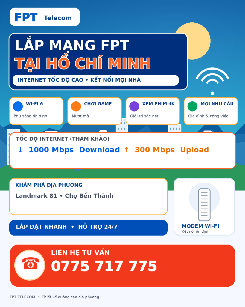 Lắp mạng FPT Thành phố Hồ Chí Minh – tư vấn Internet và WiFi