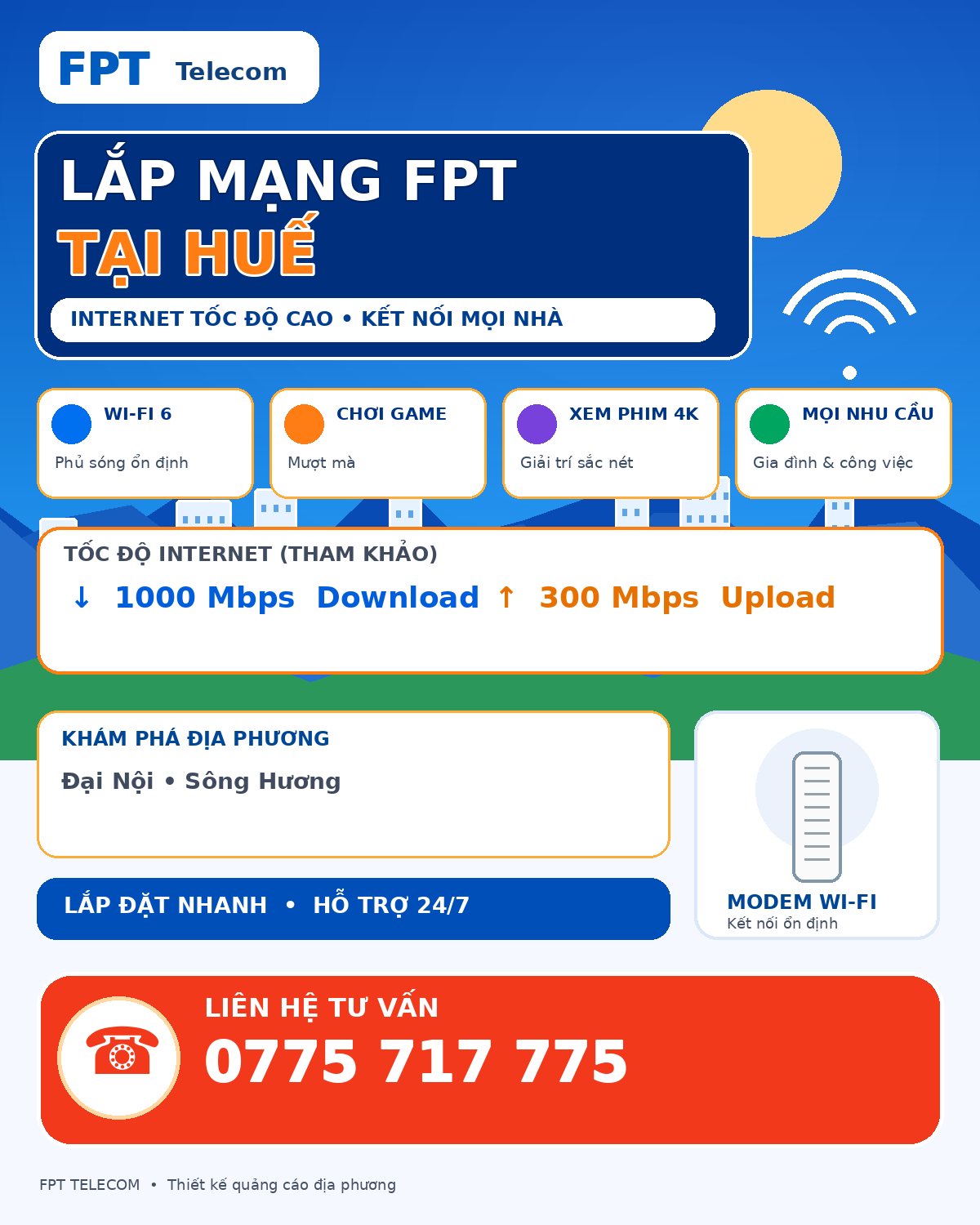 Lắp mạng FPT Huế – tư vấn Internet cáp quang