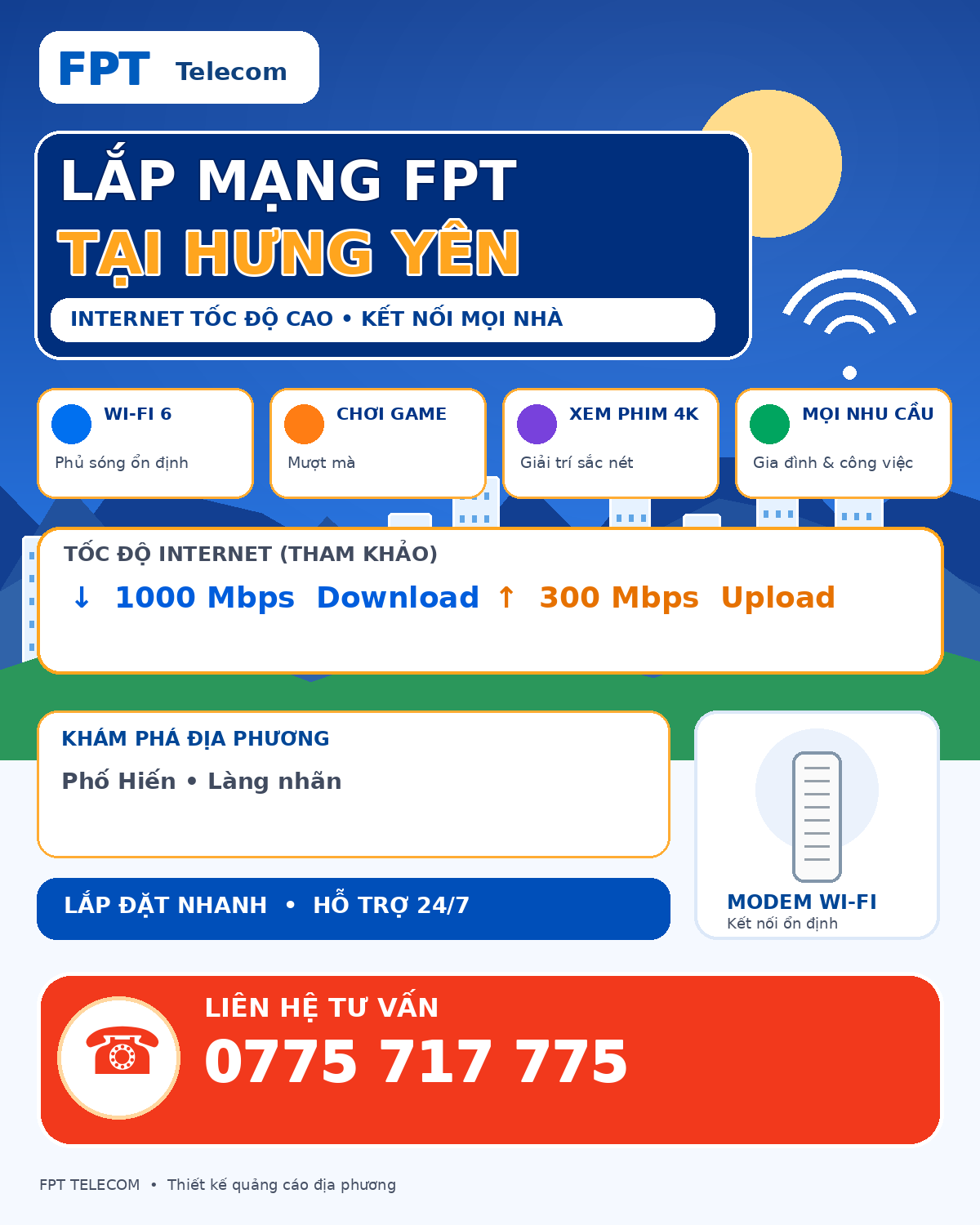 Lắp mạng FPT Hưng Yên – tư vấn Internet cáp quang theo địa chỉ