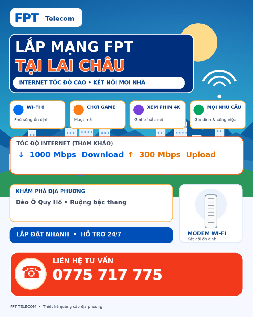 Lắp mạng FPT Lai Châu – tư vấn Internet và WiFi