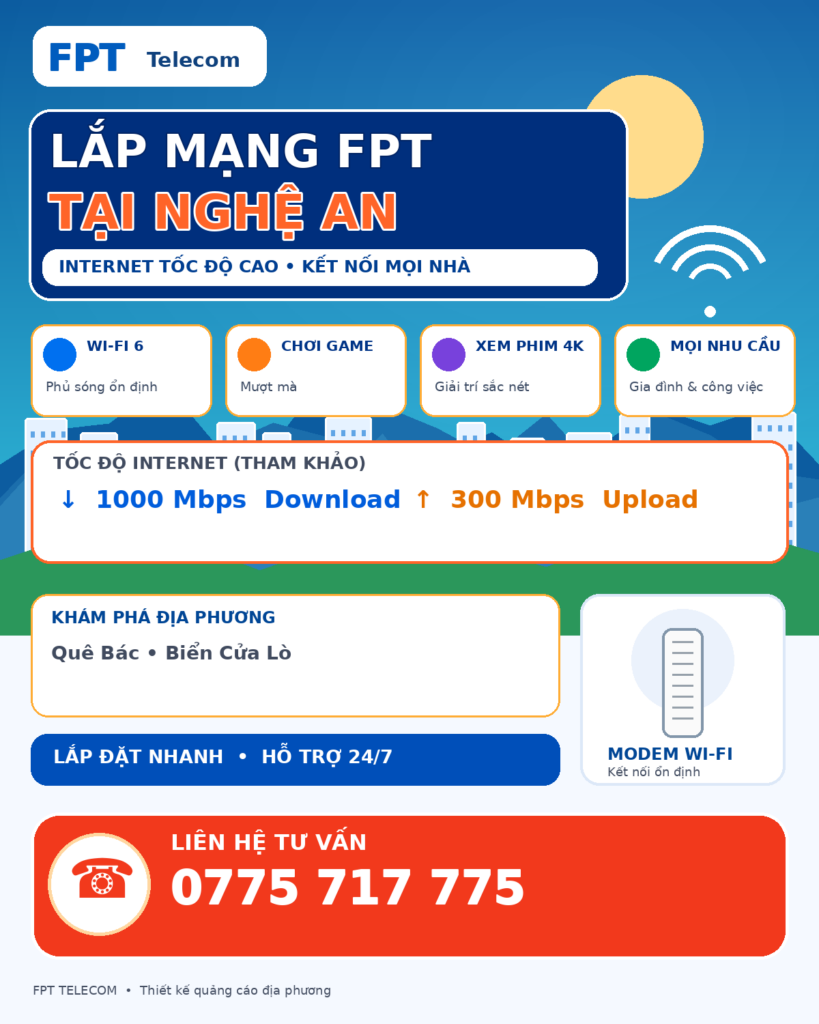 Lắp mạng FPT Nghệ An – tư vấn Internet và WiFi