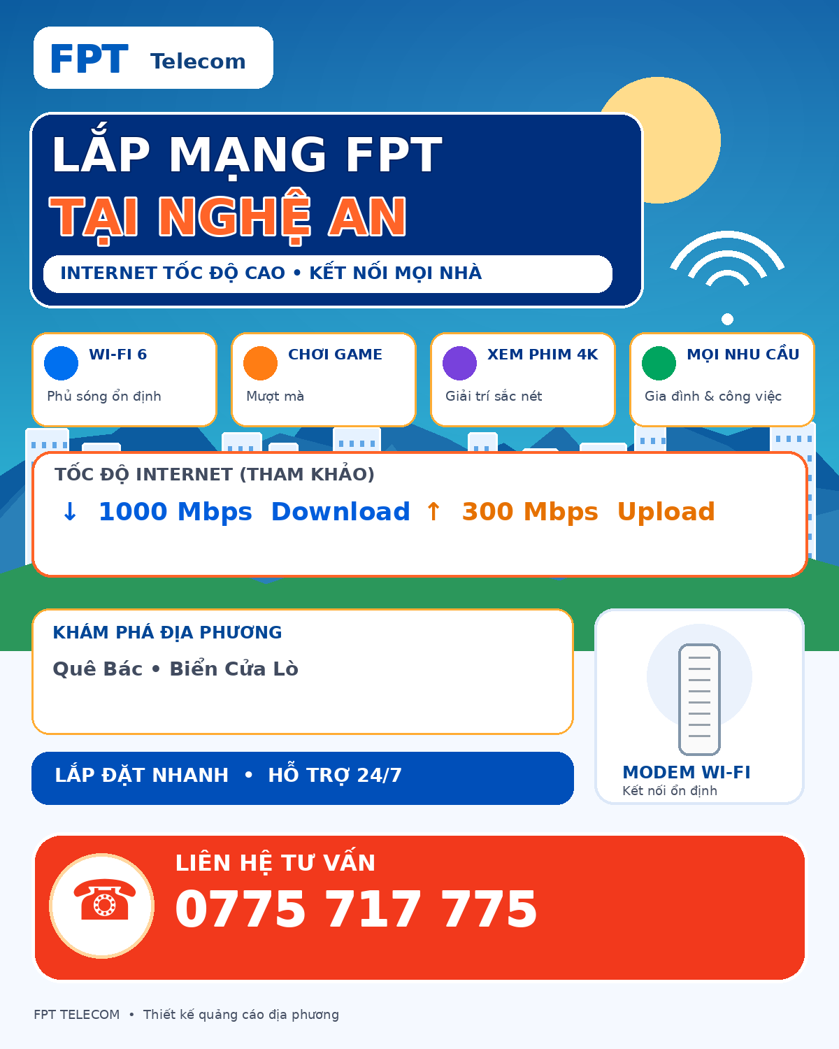 Thông tin tư vấn lắp mạng FPT tại Nghệ An