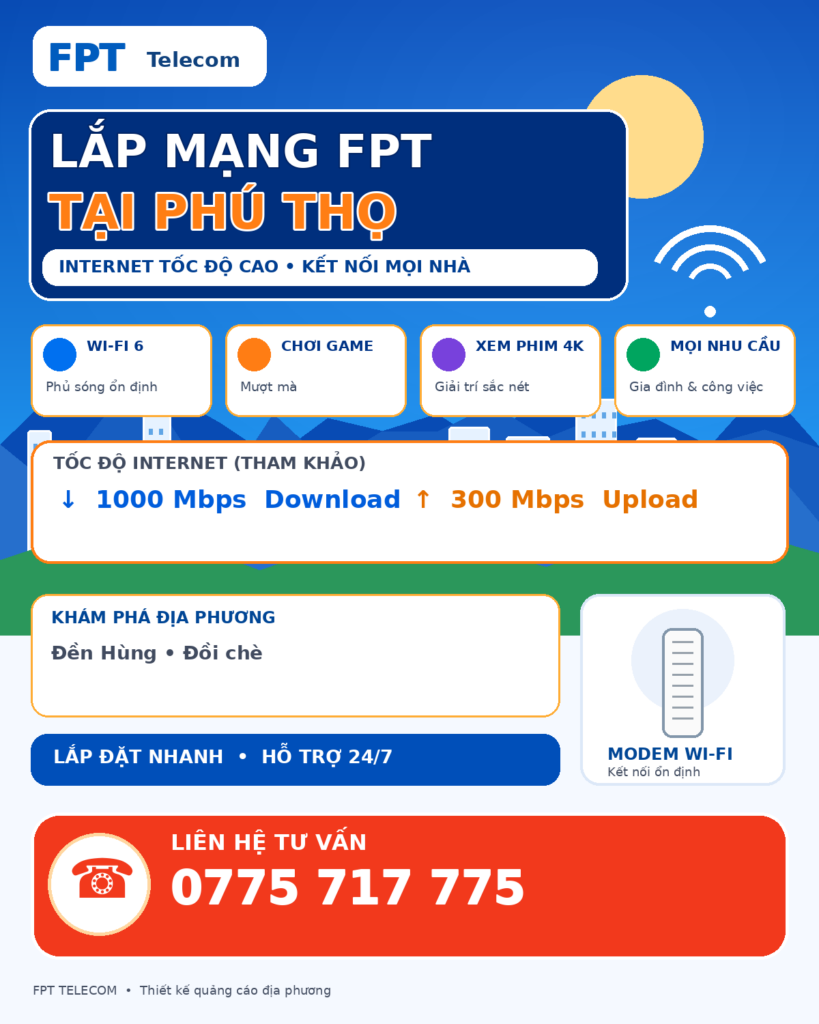 Lắp mạng FPT Phú Thọ – tư vấn Internet và WiFi