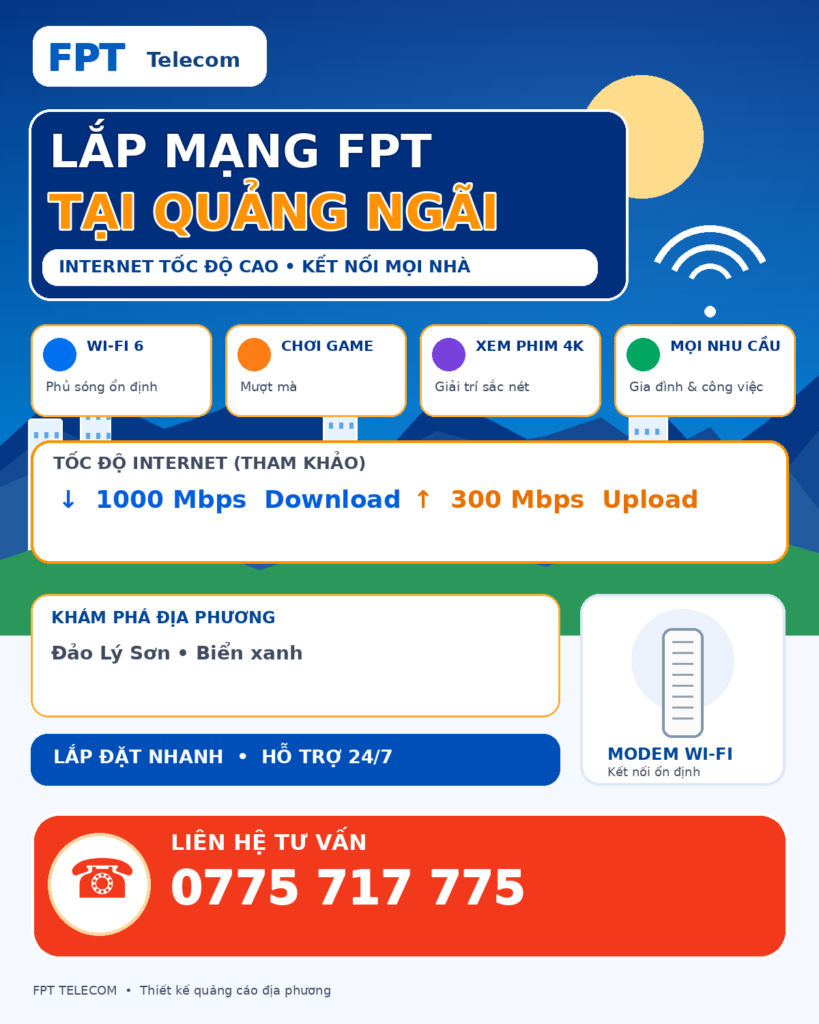Lắp mạng FPT Quảng Ngãi – tư vấn Internet và WiFi
