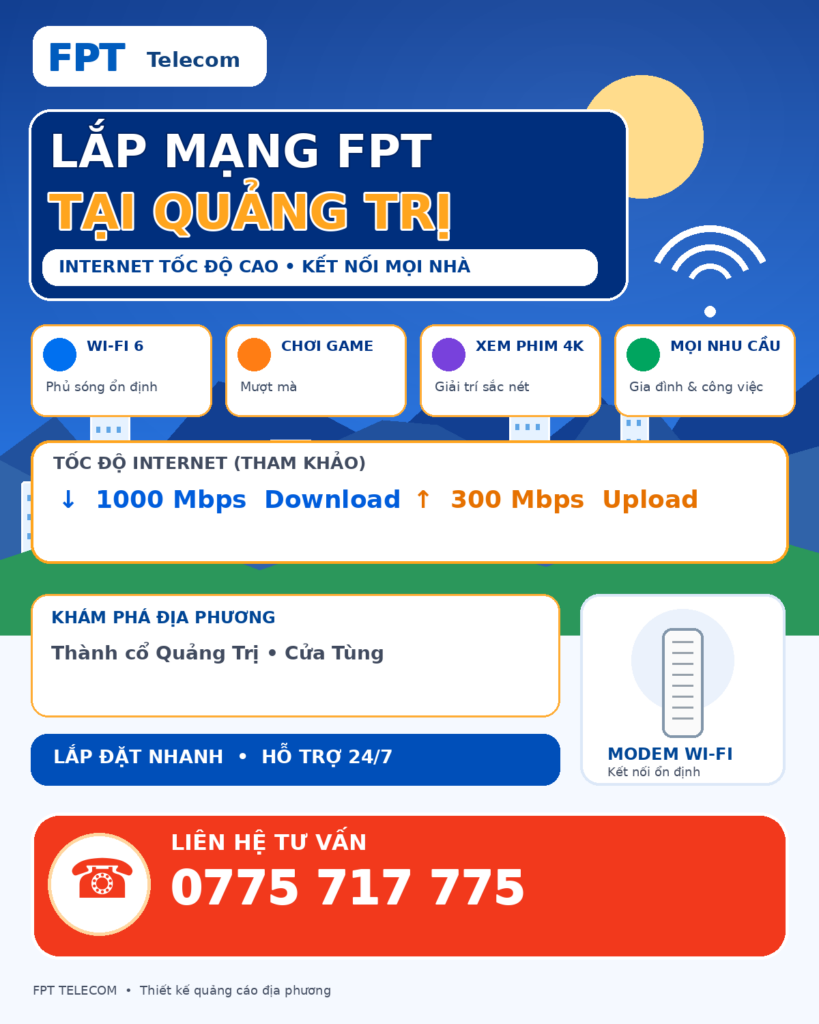Lắp mạng FPT Quảng Trị – tư vấn Internet và WiFi