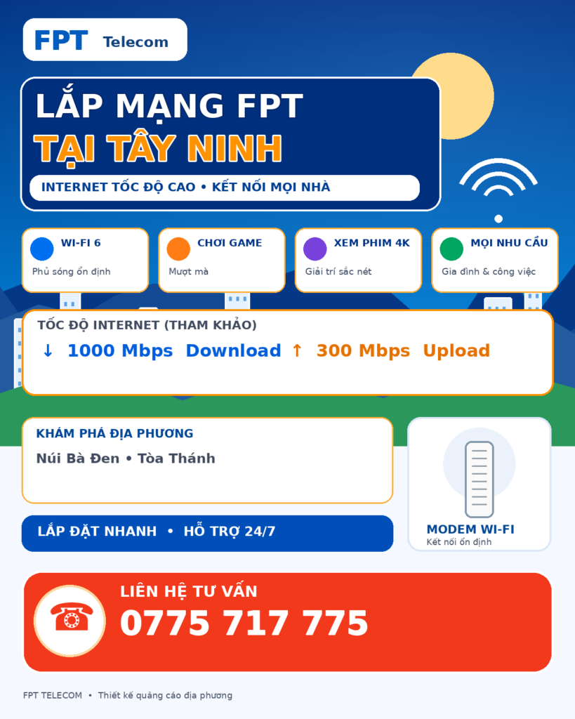 Lắp mạng FPT Tây Ninh – tư vấn Internet và WiFi