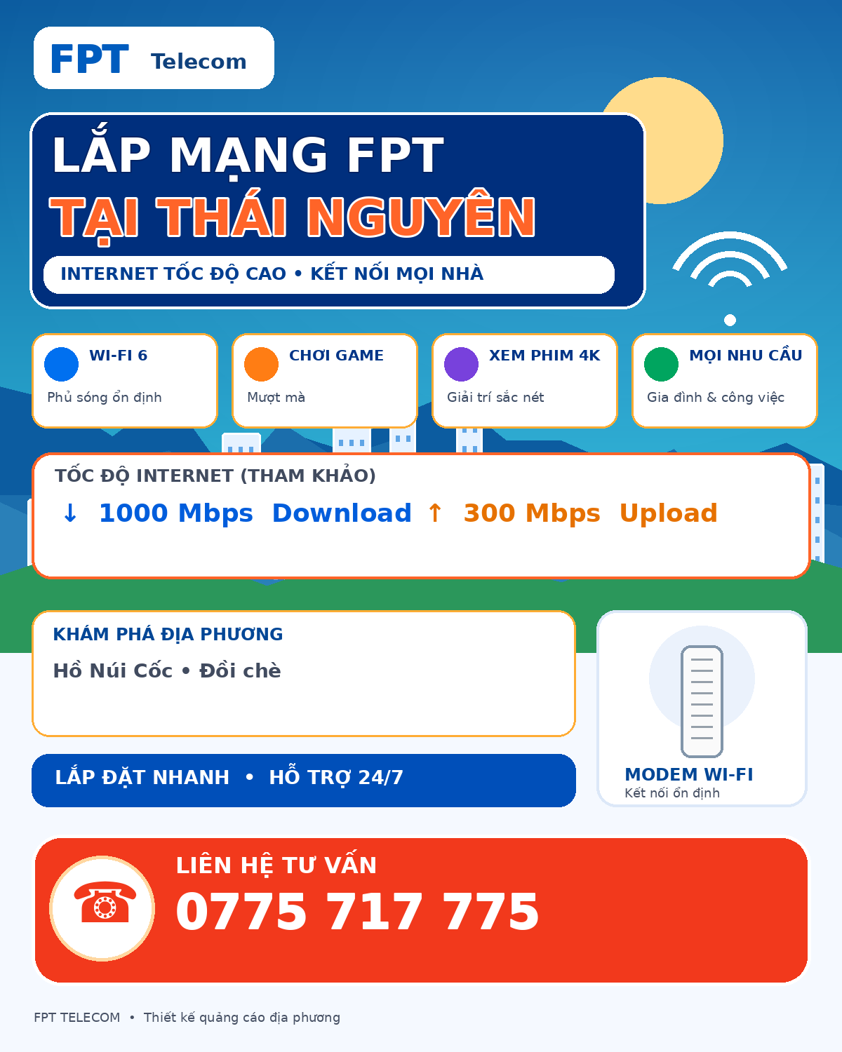 Lắp mạng FPT Thái Nguyên – tư vấn Internet cáp quang