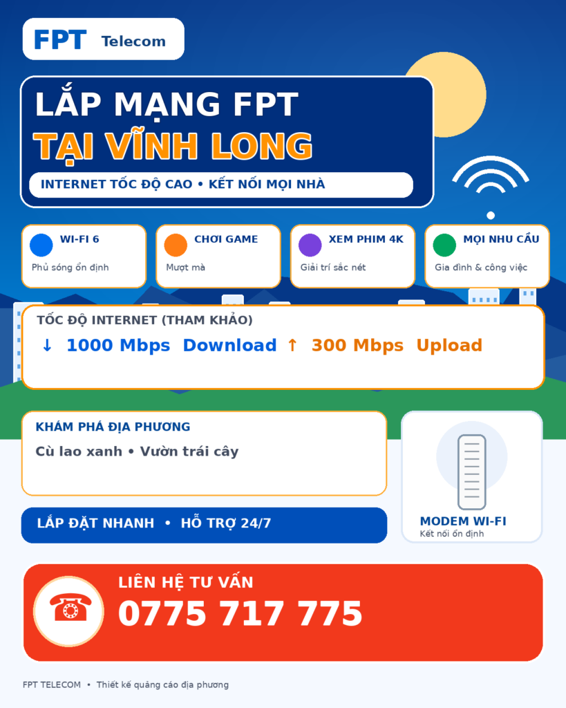 Lắp mạng FPT Vĩnh Long – tư vấn Internet và WiFi